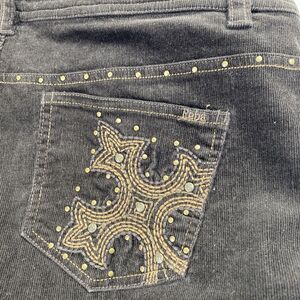 Reba Womens Corduroy Pants Brown Size 16 37x30 Embroidered Stud Straight Leg